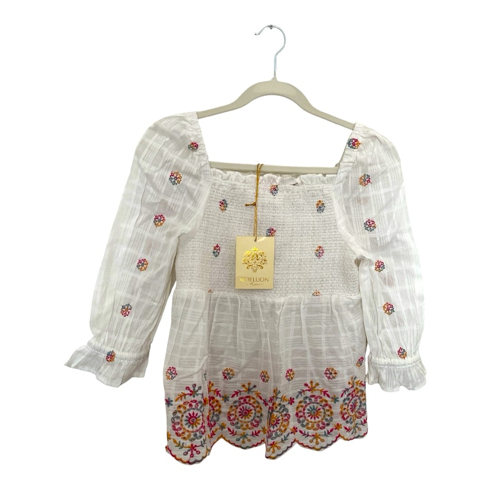 Junior Large Rebellion Again Top. Embroidery Blouse by Rebellion